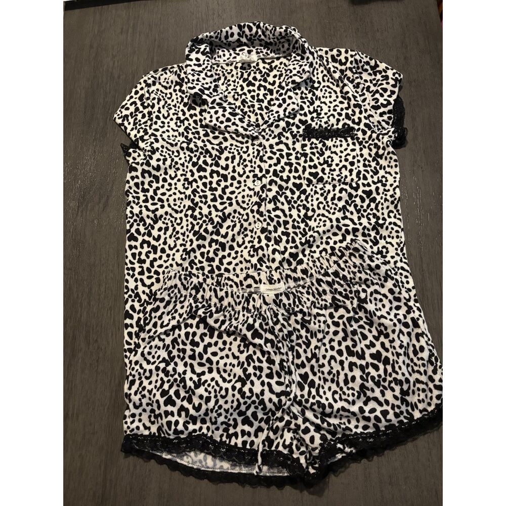 Catherine Malandrino Women's Leopard Print Short Pajama Set Size L